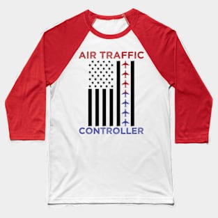 American Flag Air Traffic Control Baseball T-Shirt